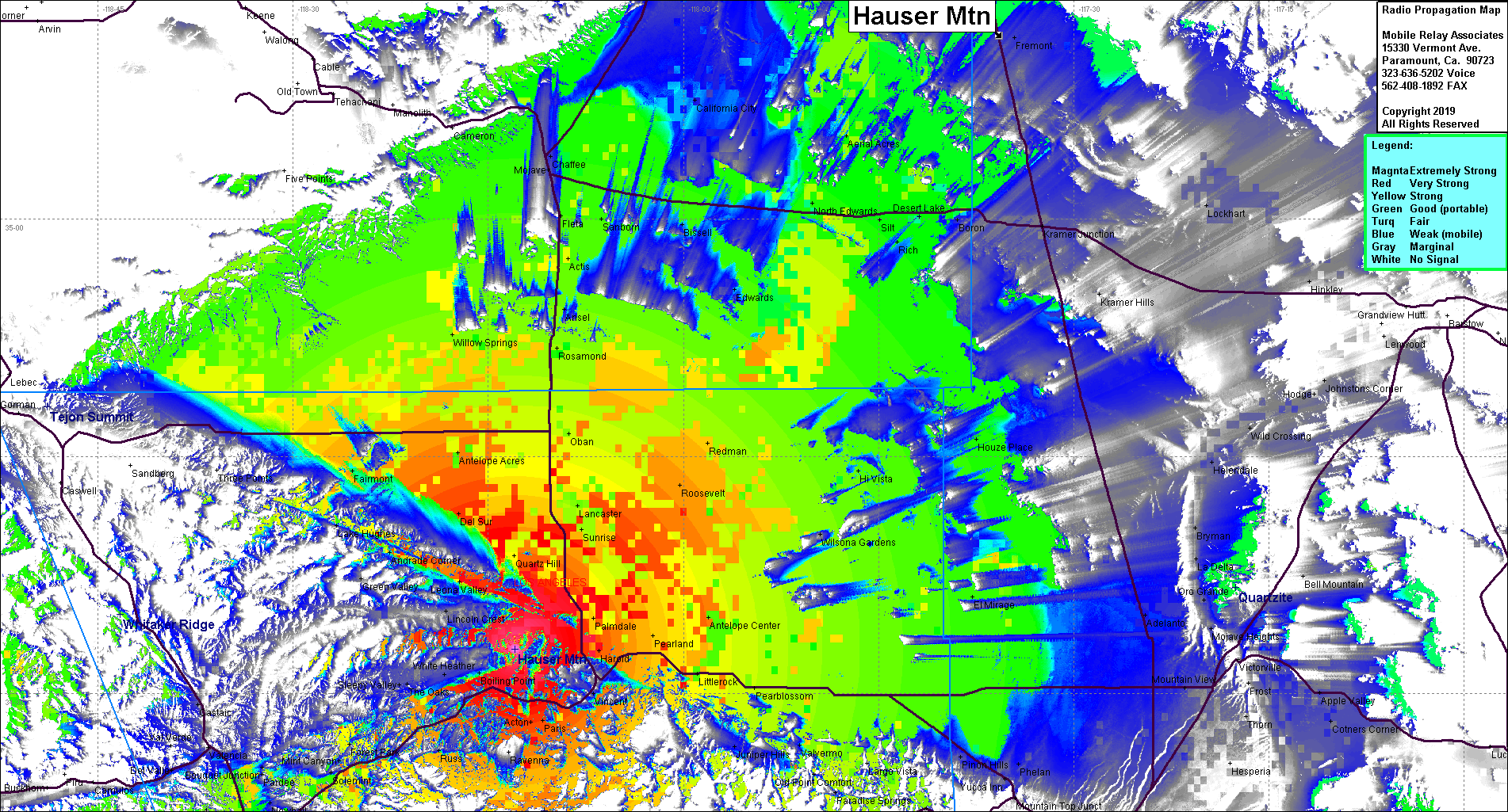 heat map radio coverage Hauser Mtn